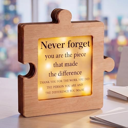 Thyle Coworker Appreciation Gift, Lighted Wooden Puzzle Piece Decor