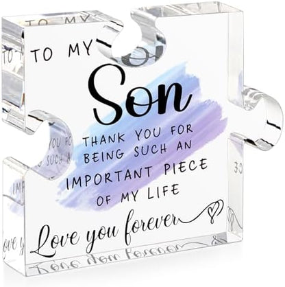 Acrylic Puzzle Plaque - Warm Words for My Son - Mom & Dad's Gift for