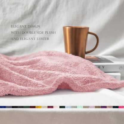 Exclusivo Mezcla Fuzzy Large Fleece Throw Blanket for Couch, Dusty