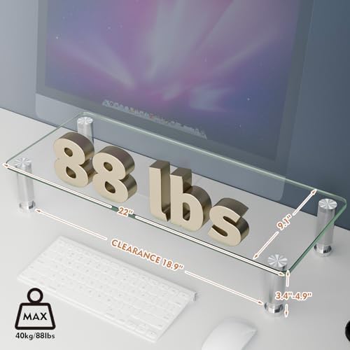 Hemudu Clear Computer Monitor Riser with Height Adjustable Multi Media