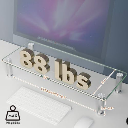 Hemudu Clear Computer Monitor Riser with Height Adjustable Multi Media