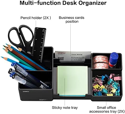 deli Desk Organizer, Plastic Desktop Organizer with Pencil Holder and