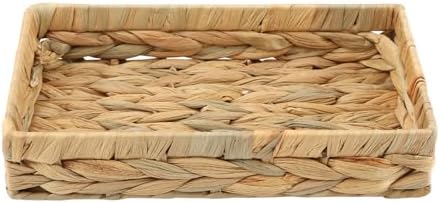 10 Inch Rattan Woven Bathroom Vanity Tray, Decorative Storage Tray
