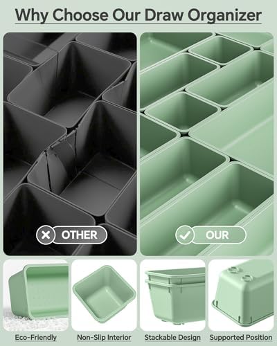 KEMETHY 25 PCS Plastic Drawer Organizers Set, 4 Sizes Vanity