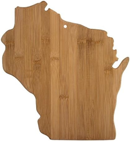 Totally Bamboo Wisconsin State Shaped Bamboo Serving and Cutting Board