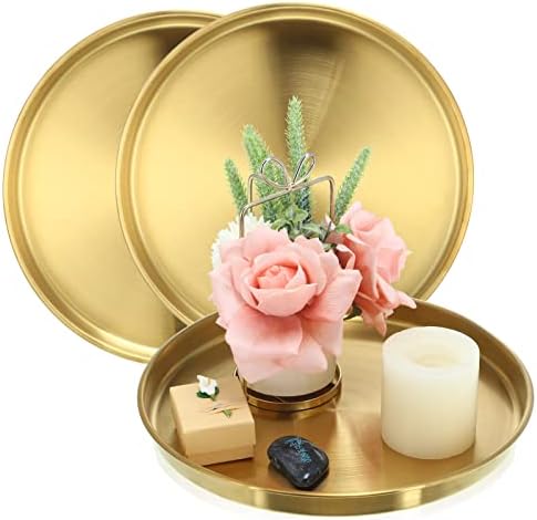 Thenshop 3 Pcs 12 Inch Gold Serving Tray Decorative