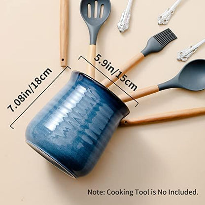 HASENSE Utensil Holder for Kitchen Counter 7.1” Cooking Utensil Crock