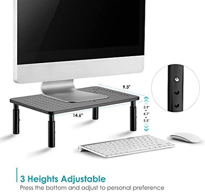 LOTEYIKE 2 Pack Monitor Riser Desktop Stand 3 Height Adjustable