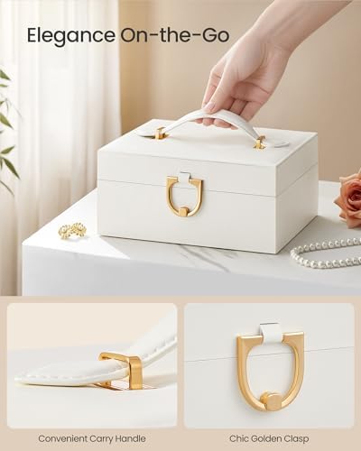 SONGMICS 2-Layer Jewelry Box, Jewelry Organizer with Handle, Removable