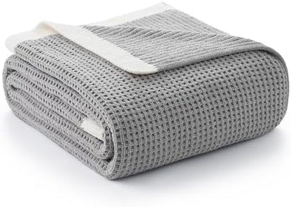 Amélie Home Chenille Throw Blanket, Soft Cozy Waffle Throw for Couch &