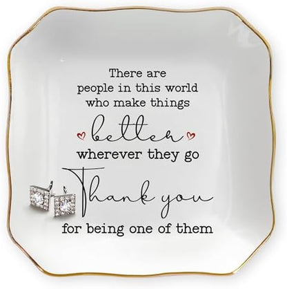 OASSIE Christmas Thank You Gifts for Women - 4x4 Ceramic Jewelry Dish