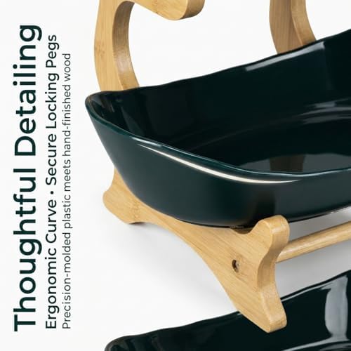 3 Tier Countertop Fruit Basket Organizer - Oval Fruit Bowl with Bamboo