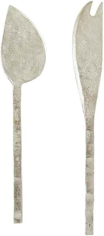 Santa Barbara Design Studio Cheese Knives Gift Set White & Black Cardboard Book Gifts, 2-Pieces, Antiqued Silver