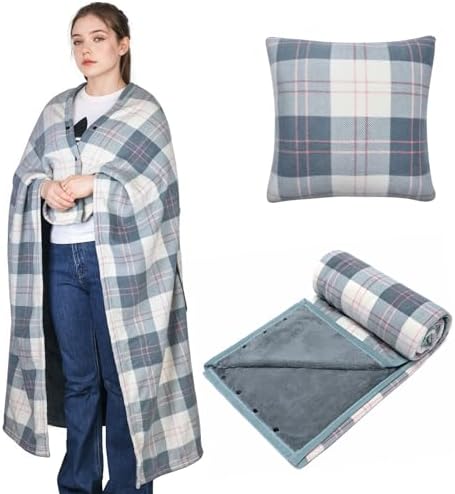 forestfish Wearable Blanket Compact Pillow 2-in-1, Lap Blanket Poncho