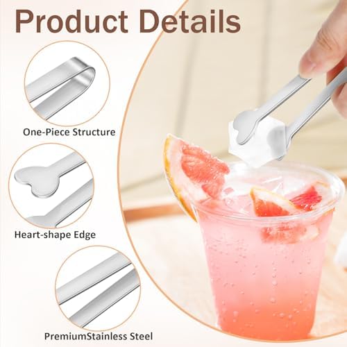 8 PCS Silver Mini Serving Tongs, 4.88 Inch Small Metal Kitchen