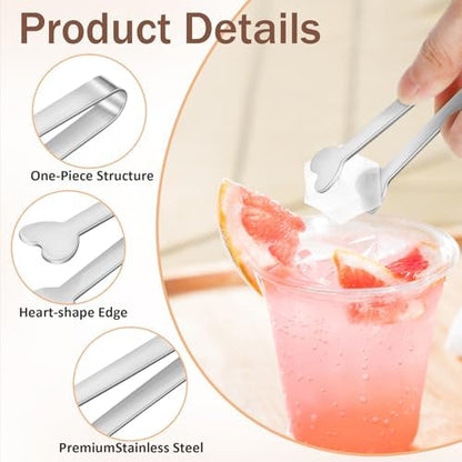 8 PCS Silver Mini Serving Tongs, 4.88 Inch Small Metal Kitchen