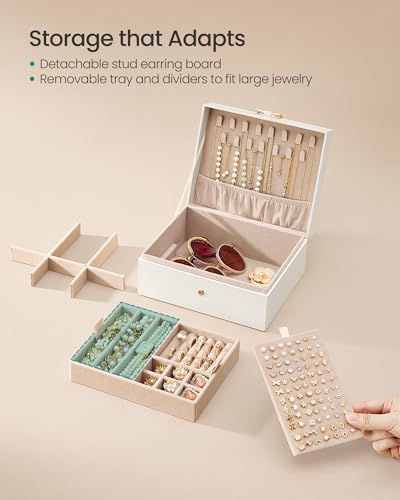 SONGMICS 2-Layer Jewelry Box, Jewelry Organizer with Handle, Removable