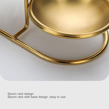 Vertical Spoon Rest Holder, Stainless Steel 2-Compartment Kitchen