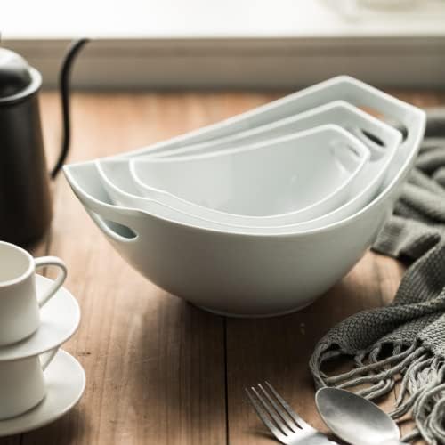 Gomakren White Serving Bowls for Entertaining, Porcelain Bowl with
