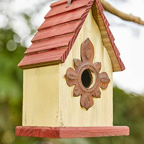Glitzhome Hanging Bird House for Outdoors, 9" H Hand Painted Wooden