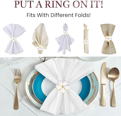 Flower Napkin Rings Set of 8, European Palace-Style Glaze