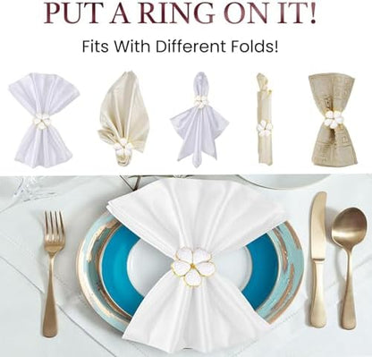 Flower Napkin Rings Set of 8, European Palace-Style Glaze