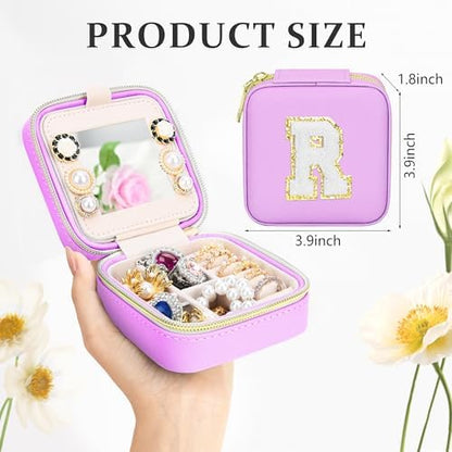 Initial Travel Jewelry Box Case Organizer, Teen Girls Gifts, Small