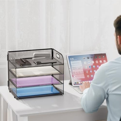 Marbrasse 4 Tier Paper Organizer Letter Tray - Mesh Desk File