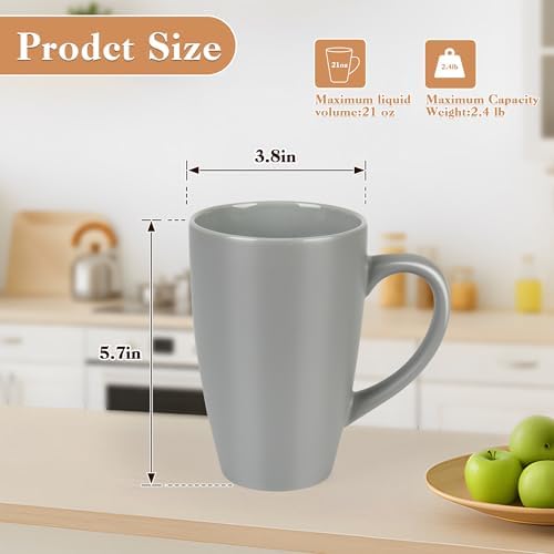 BYCNZB 20oz Extra Large Ceramic Tall Coffee Mugs Set for Coffee Tea