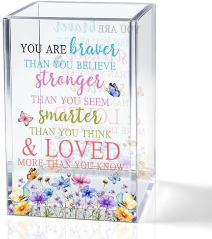 You are Braver Than You Believe Acrylic Pencil Pen Holder Cup