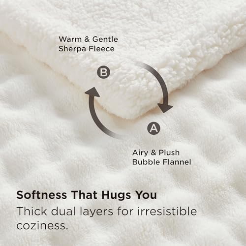 Bedsure GentleSoft Cloud Bubble Sherpa Throw Blanket for Couch, Fluffy
