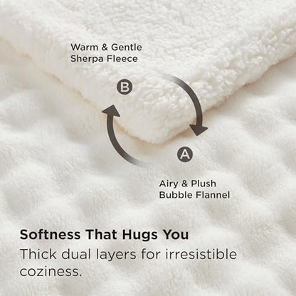 Bedsure GentleSoft Cloud Bubble Sherpa Throw Blanket for Couch, Fluffy