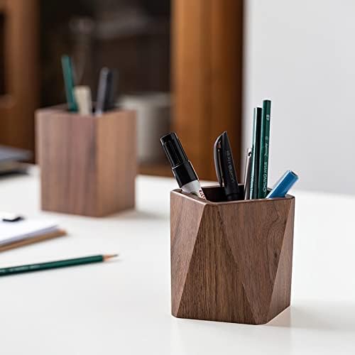 Black Walnut Wooden Pencil Box, Multiple-Use Desk Writing Stationary