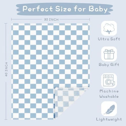 Yurhap Checkered Baby Blanket Fleece Baby Blankets for Boys, Ultra