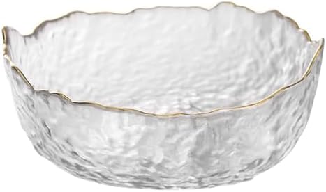 Glass Bowl for Salad Candy Fruit, Decorative Bowl-Crystal Clear Gold