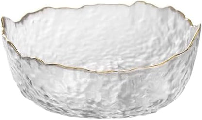 Glass Bowl for Salad Candy Fruit, Decorative Bowl-Crystal Clear Gold