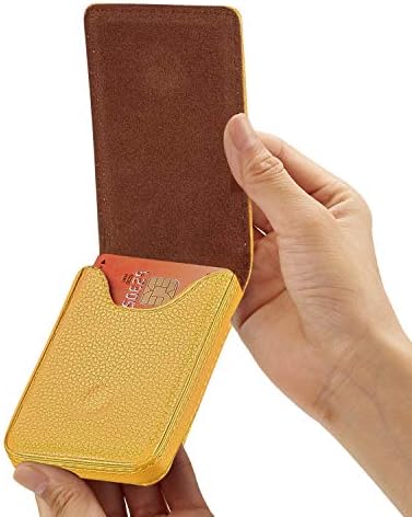 Outus 2 Pcs Business Card Wallet PU Leather Magnetic,Yellow and Pink