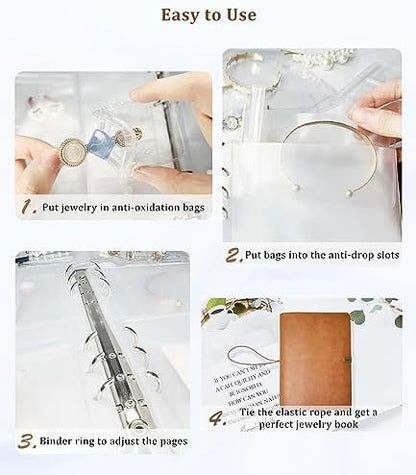 Jewelry Storage Book, Travel Jewelry Organizer with Anti-drop Pockets
