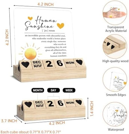 Human Sunshine Inspirational Gifts for Women Men - Wooden Block