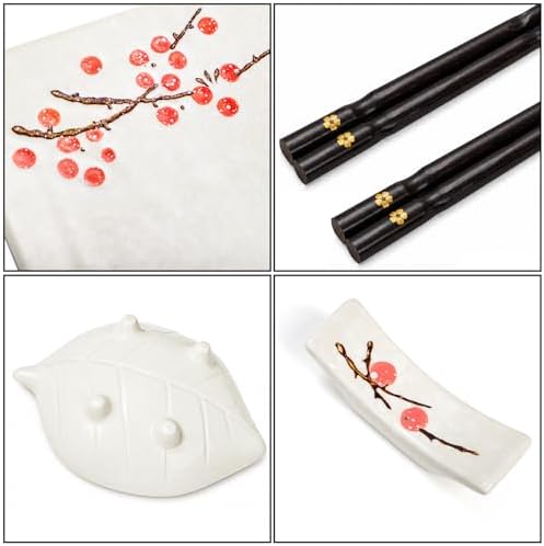 Pumtus 8 Pcs Ceramic Sushi Plate Set, Floral Japanese Serving Dishes