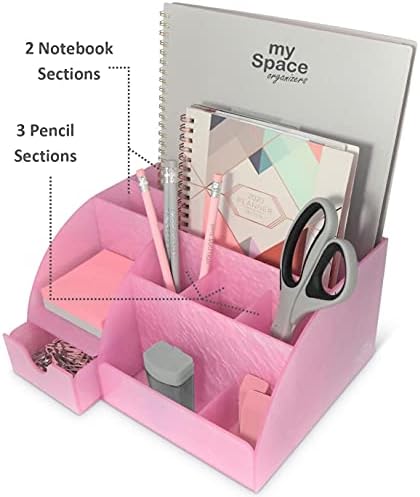 My Space Organizers Pink Desk Organizer Office, Acrylic, with Drawer