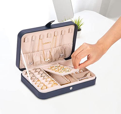 LANDICI Small Jewelry Box for Women Girls, PU Leather Travel Jewelry