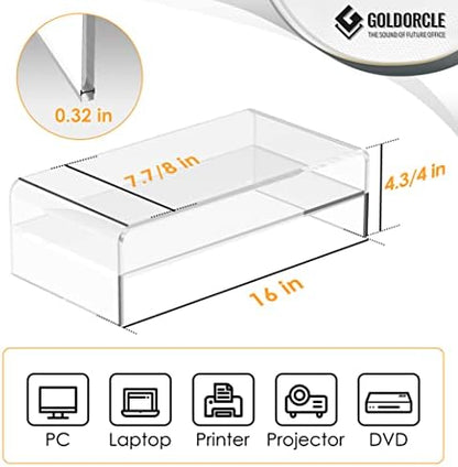 Acrylic Monitor Stand Riser Clear Computer Monitor Stand (Big)