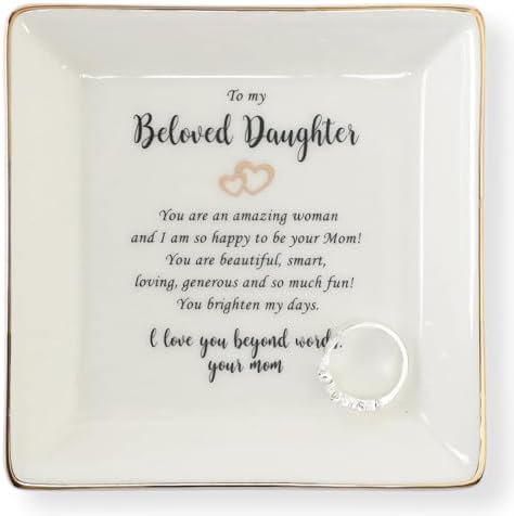 HOME SMILE Gifts for Daughter From Mom Ring Dish Jewelry Tray,Birthday