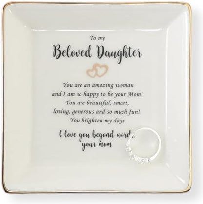 HOME SMILE Gifts for Daughter From Mom Ring Dish Jewelry Tray,Birthday