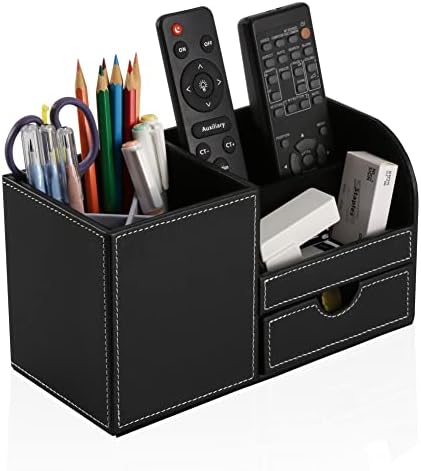 KINGFOM Desk Organizer Office Supplies Caddy Pu Leather Multi-function