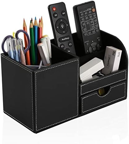 KINGFOM Desk Organizer Office Supplies Caddy Pu Leather Multi-function
