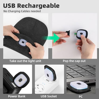 LED Beanie with Light Unisex, Gifts for Men Women, Winter Caps