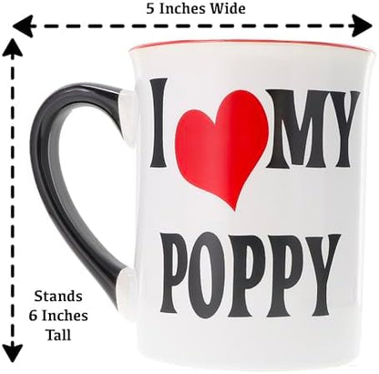 Cottage Creek I Love My Poppy Mug, 16oz Coffee Cup, Poppy Grandpa