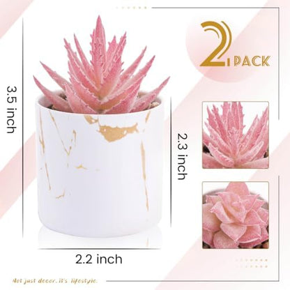Der Rose 2 Pack Fake Plants Pink Room Decor for Office Desk